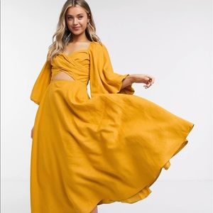 ASOS EDITION extreme sleeve linen midi dress